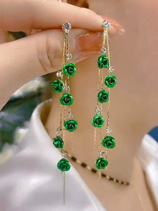 Pendientes largos con borlas rosas Accesorios para mujer