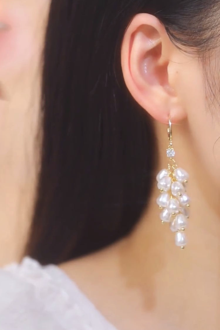 Long Grape String Pearl Tassel Earrings Accessories For Women