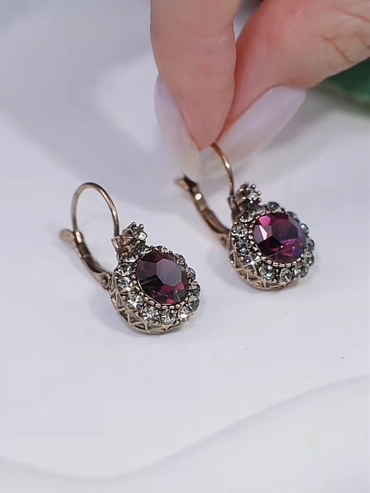 Temperament Purple Crystal Earrings Women Fashion Jewelry