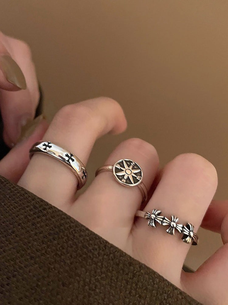Retro Distressed Cross Open Ring For Women High-end Fashionable Ring Accessories