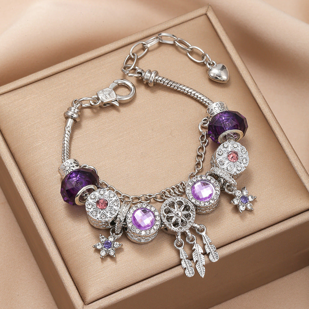 Purple Dream Catcher Bracelet Christmas Jewelry Gift