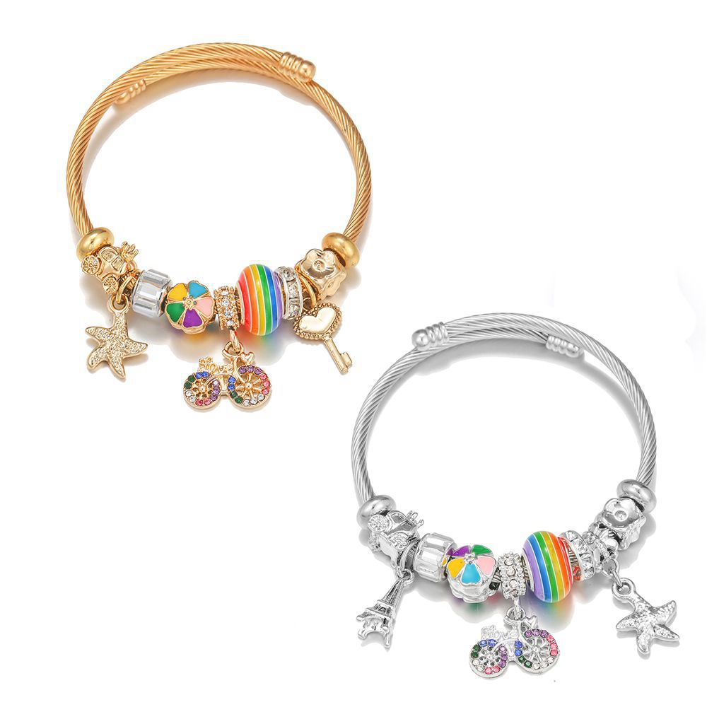 Colorful Bicycle Pendant Childhood Diy Bracelet Jewelry