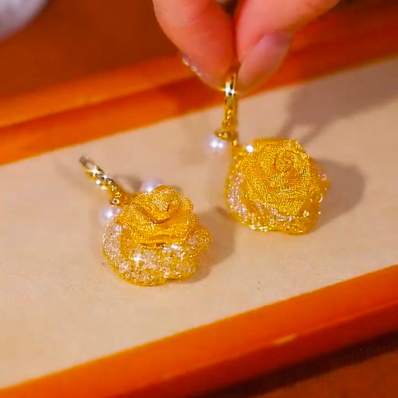 New Style Golden Hollow Rose Flower Earrings Female Beautiful Accessories