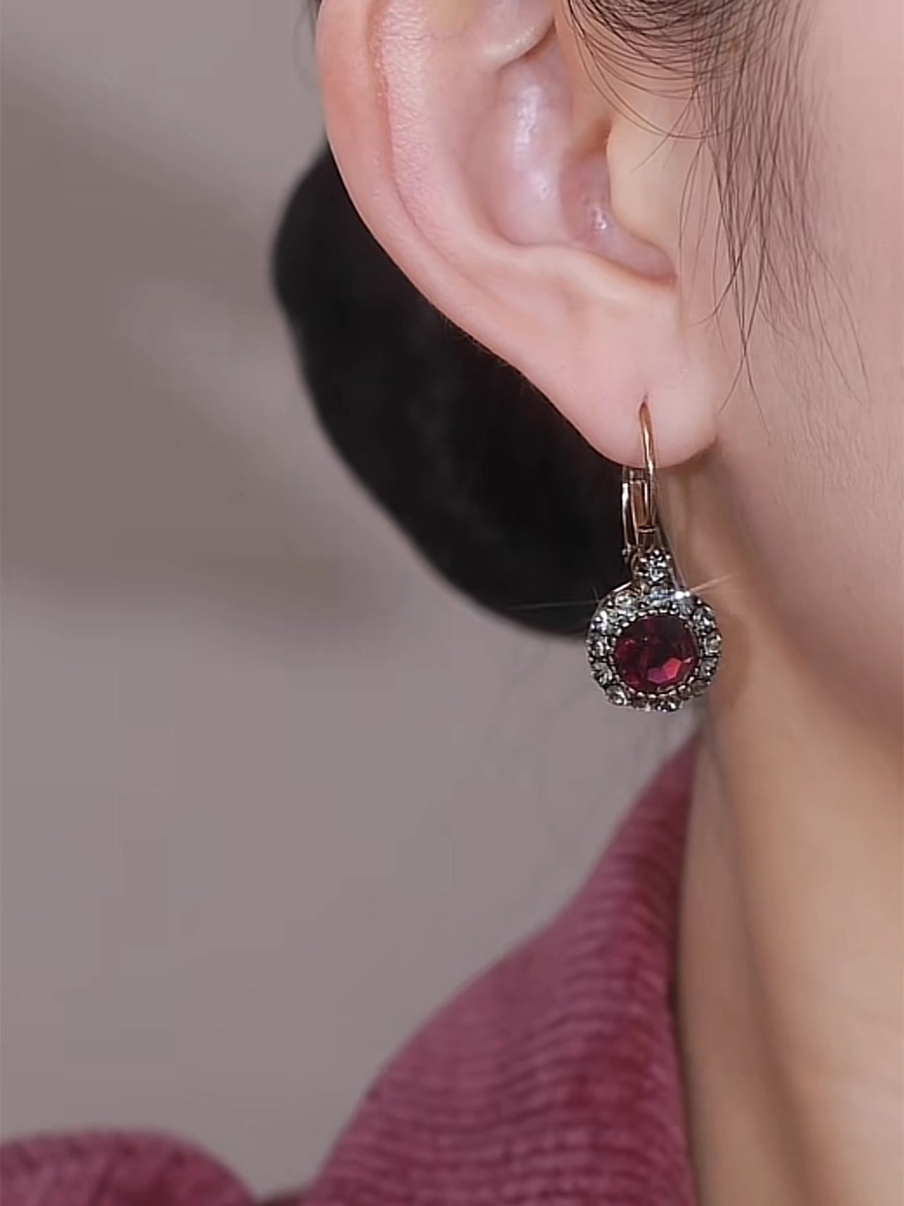 Temperament Purple Crystal Earrings Women Fashion Jewelry
