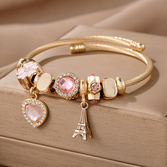 Fashion Stainless Steel Bracelet Love Iron Tower DIY Beaded Accessories