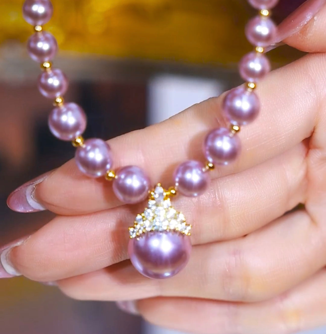 Fashion Purple Diamond Pearl Pendant Bracelet for Women