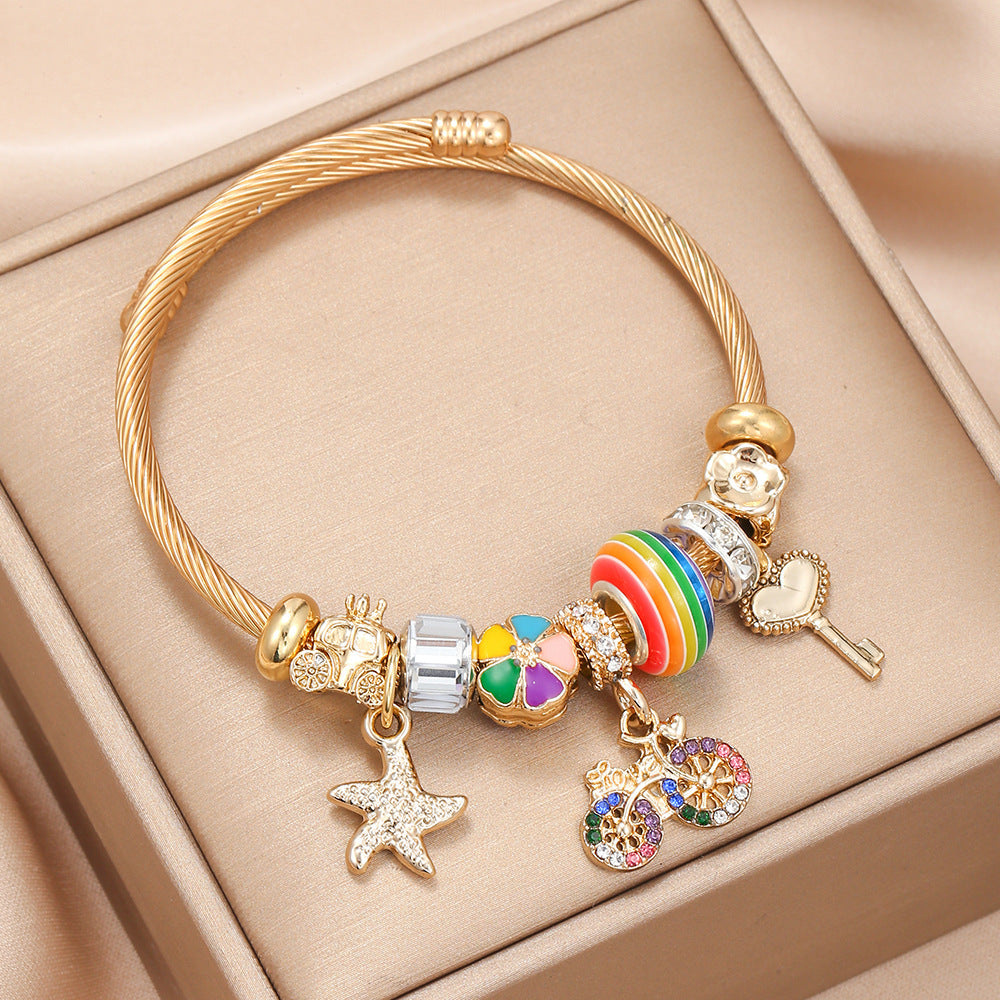 Colorful Bicycle Pendant Childhood Diy Bracelet Jewelry