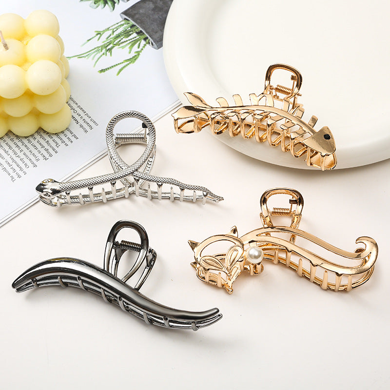 Fishbone Hair Clips For Women Shark Hair Clips Large Hair Accessories Metal Hair Clips