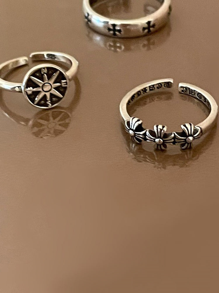 Retro Distressed Cross Open Ring For Women High-end Fashionable Ring Accessories