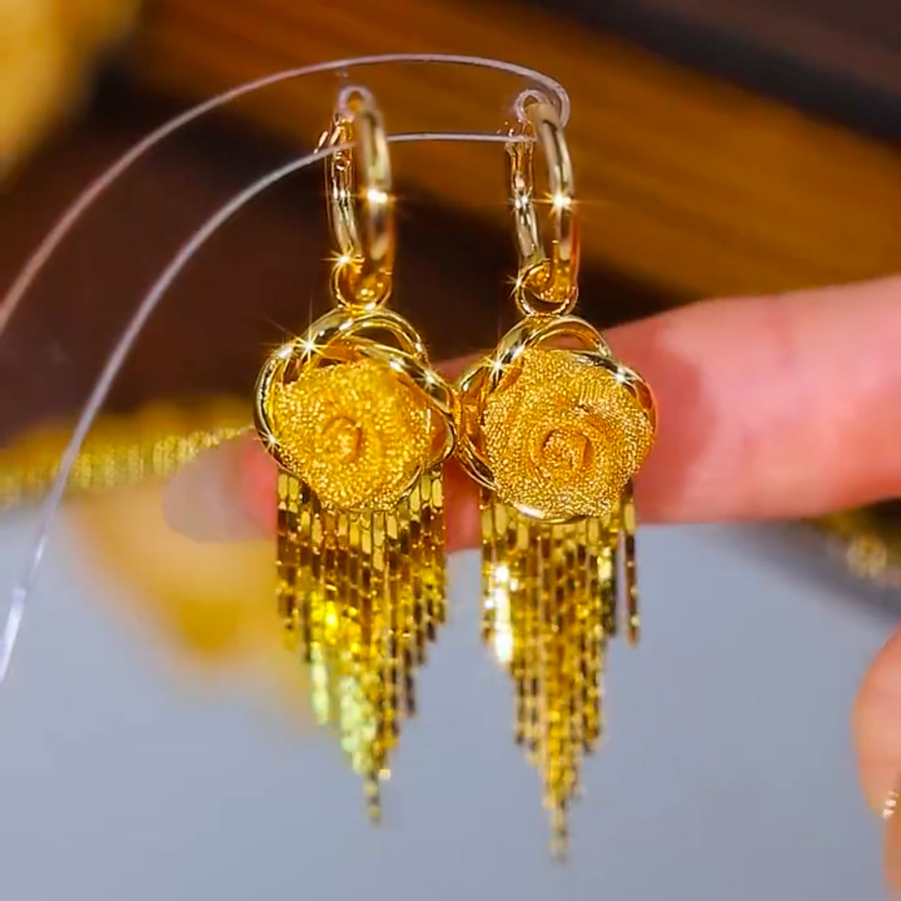 Fashionable And Elegant Rose Tassel Earrings Anti-Lost Earrings