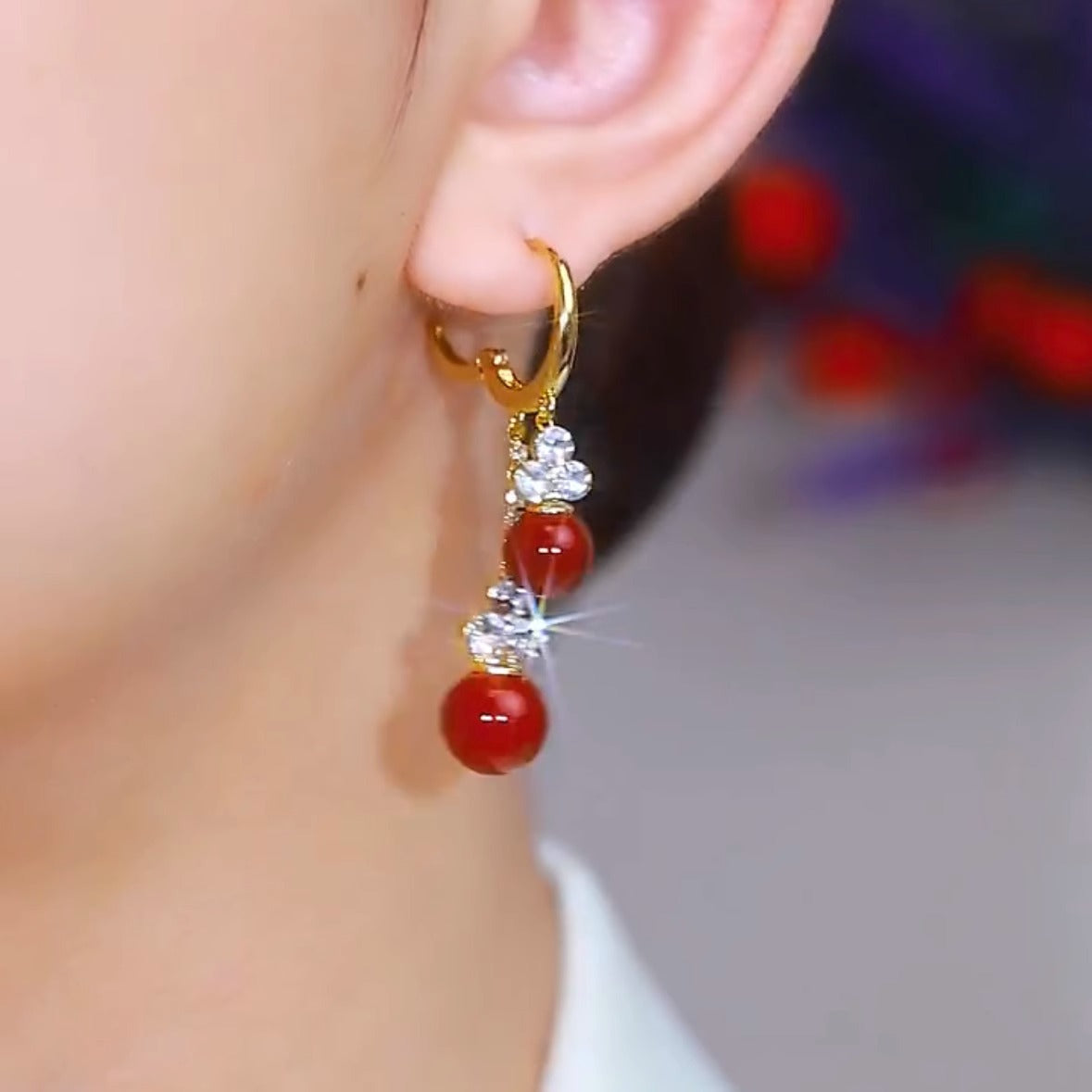 Temperament Red Bead Long Tassel Earrings Autumn And Winter New Earrings for Women