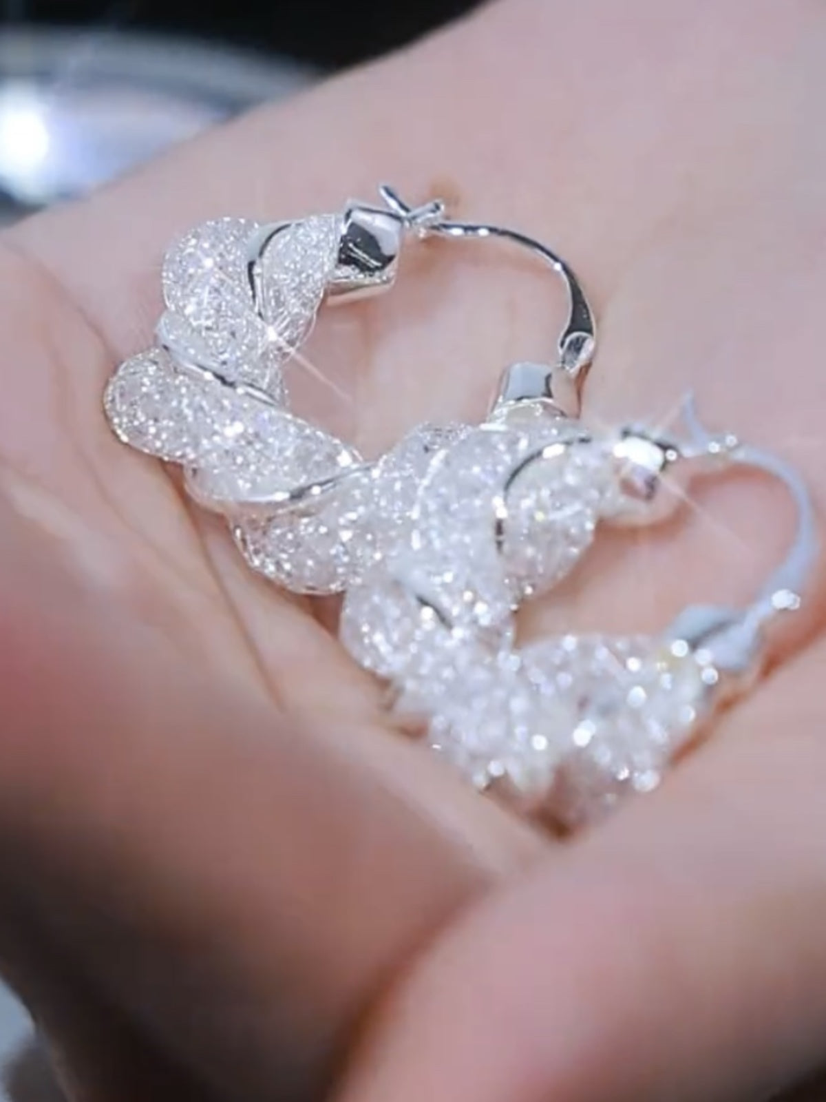 Fashionable And Elegant Silver Mesh Earrings For Women