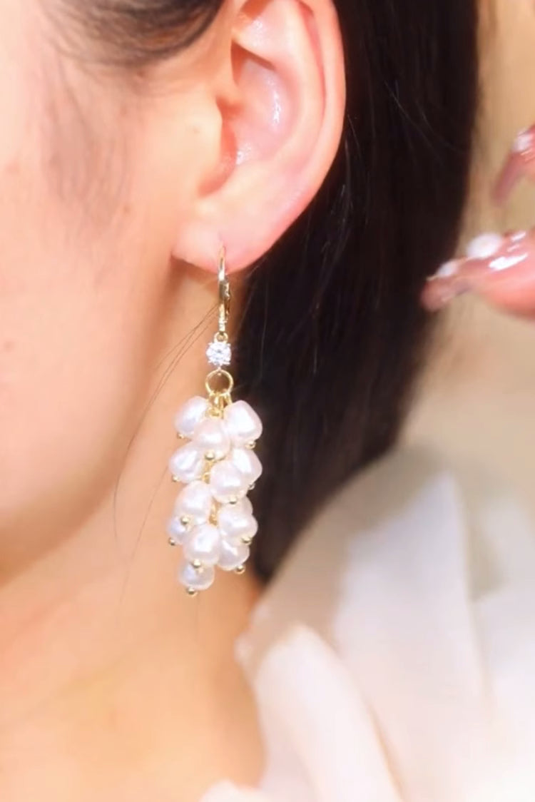 Long Grape String Pearl Tassel Earrings Accessories For Women