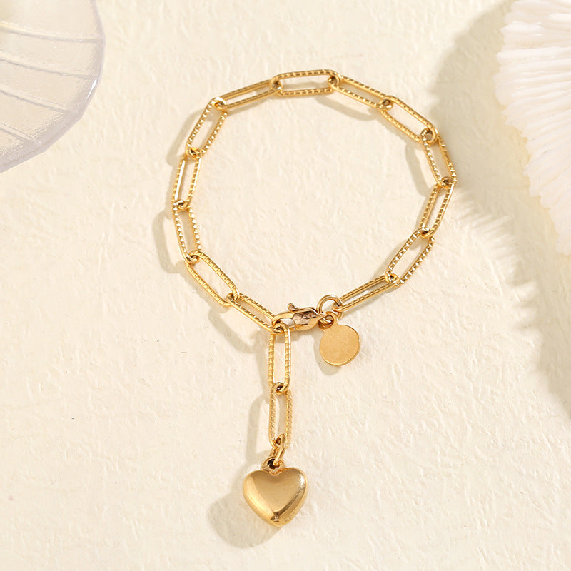 Einfache Edelstahl Titan Stahl Liebe Anhänger Armband Frauen Schmuck Großhandel