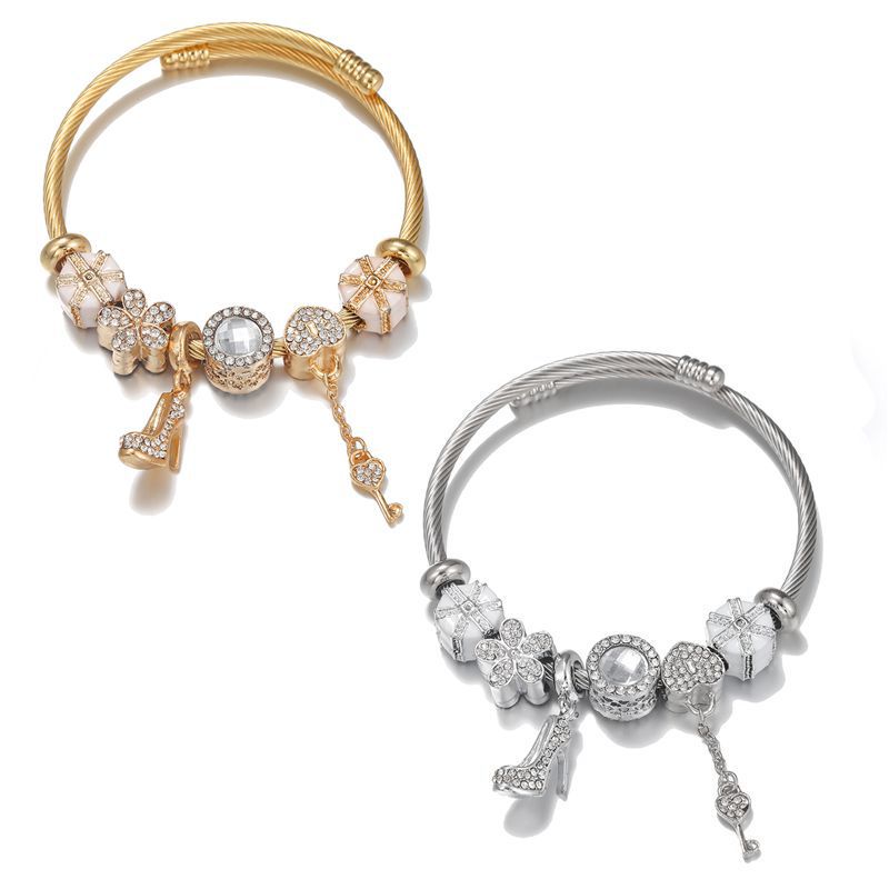 High Heels Love Lock Gift Box Charm Bracelet Women's Accessories