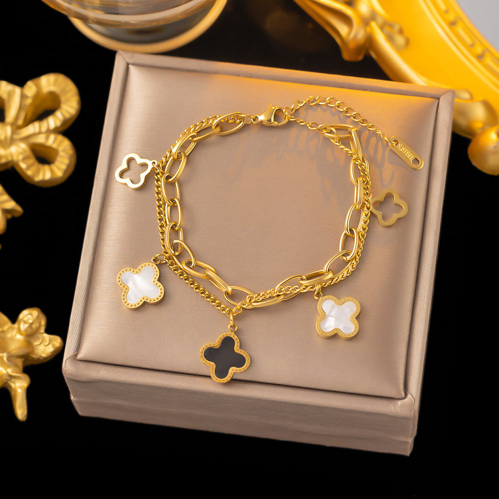 Fashionable All-match Four-leaf Clover Bracelet For Women