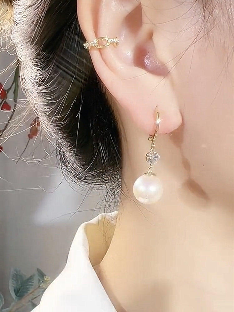 Long Pearl Earrings Light Luxury And Fshionable Diamond Design Earrings