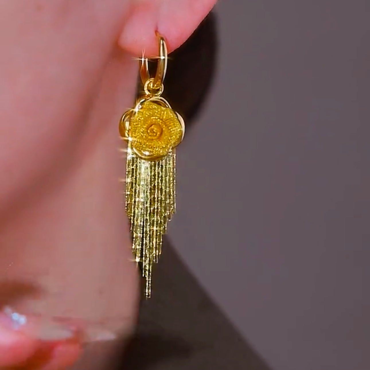 Fashionable And Elegant Rose Tassel Earrings Anti-Lost Earrings