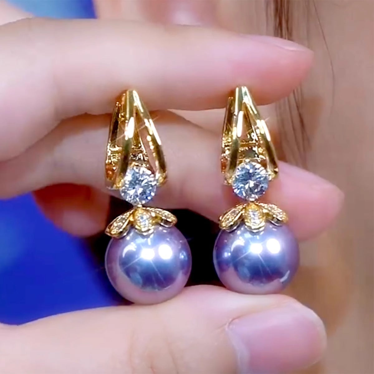 French Purple Pearl Earrings for Women Accessories