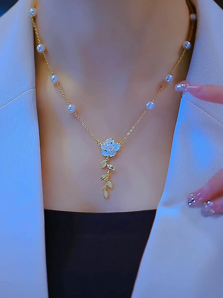 Camellia Pearl Fashion Necklace Collarbone Chain