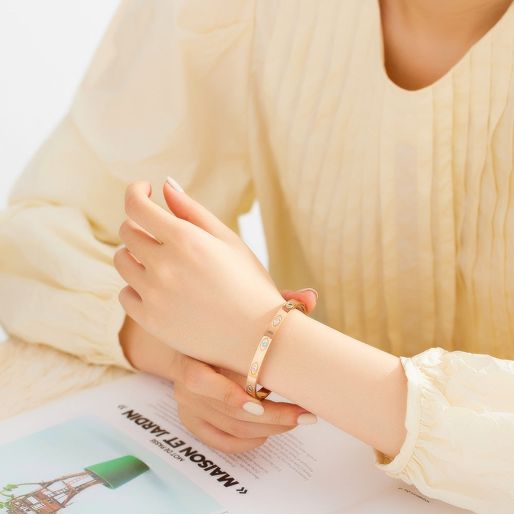 Devil's Eye Simple Personality Temperament Trendy Color Diamond Bracelet