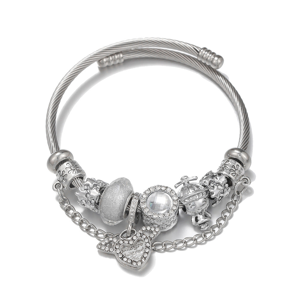 White Fairy Cupid Heart Pendant Bracelet Gift Accessories