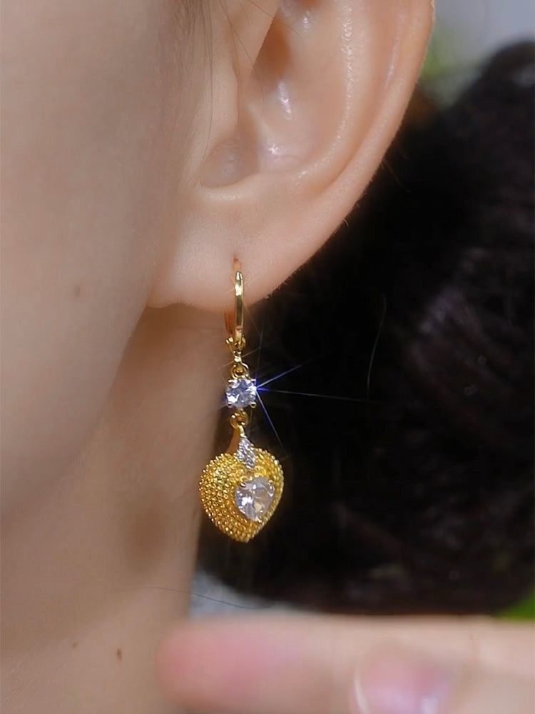 Design Sense Diamond Inlaid Durian Earrings Fashionable Temperament Accessories for Women