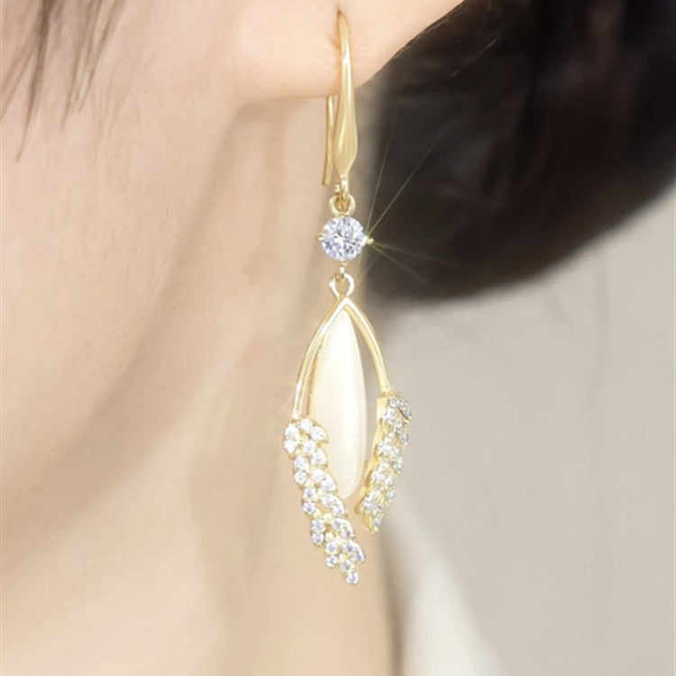 Wheat Cat's Eye Geometric Earrings New Design Temperament Earrings
