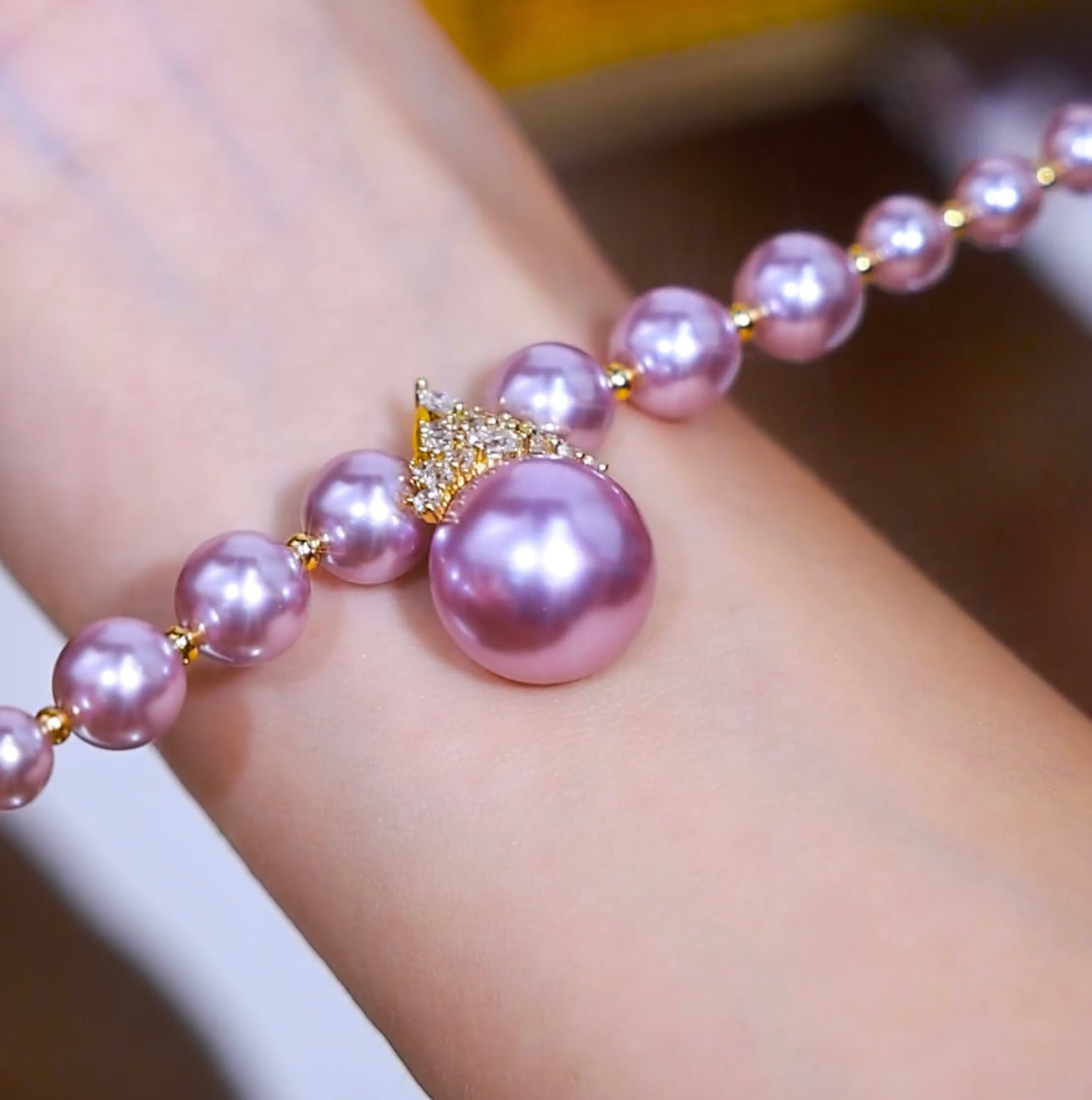 Fashion Purple Diamond Pearl Pendant Bracelet for Women