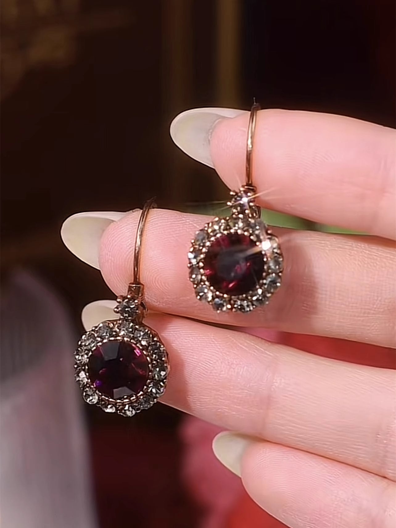 Temperament Purple Crystal Earrings Women Fashion Jewelry