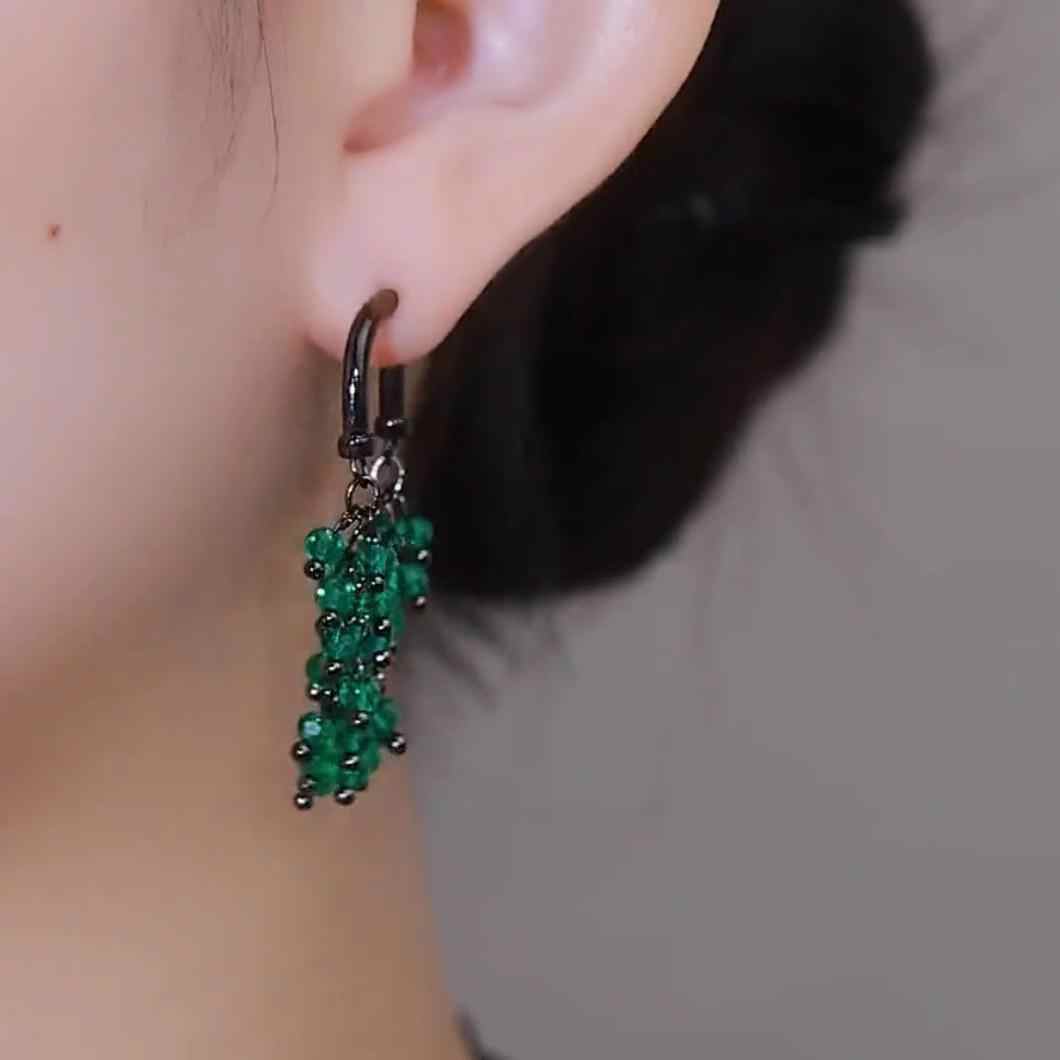 Stylish Green Tassel Long Earrings Trendy Accessories