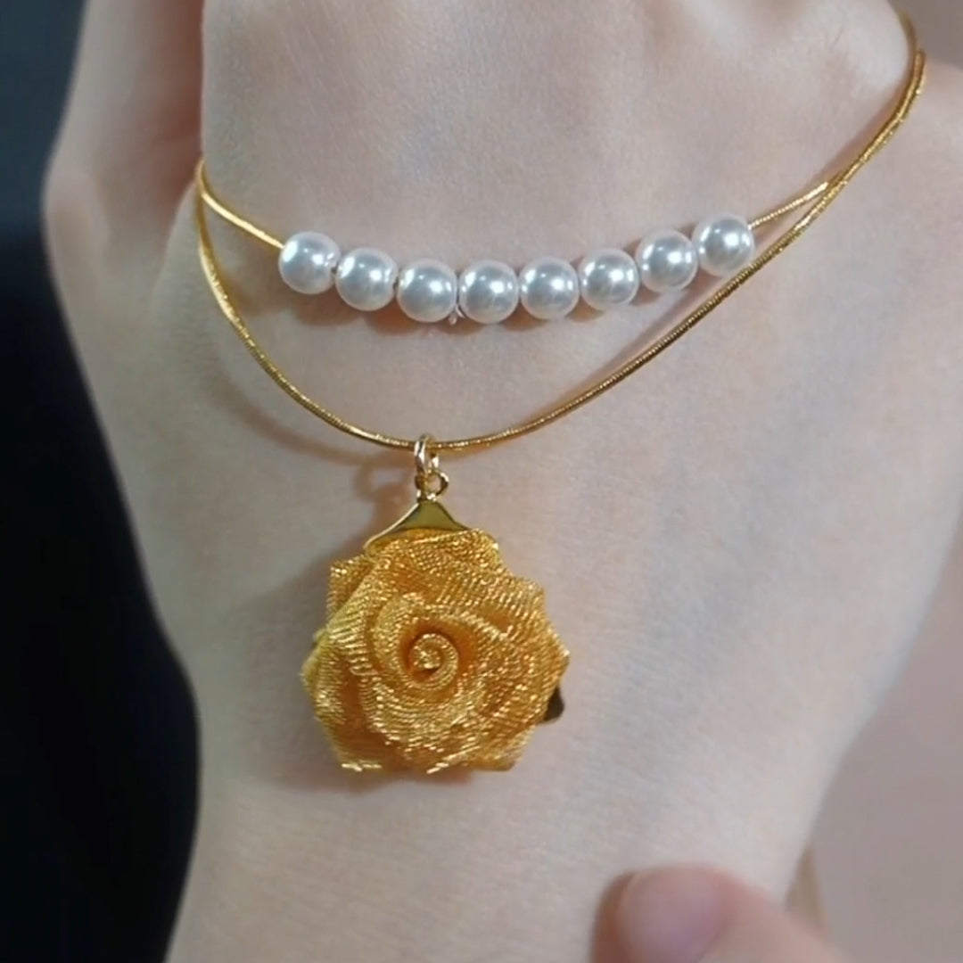 Golden Rose Pearl Necklace Women's Accessories