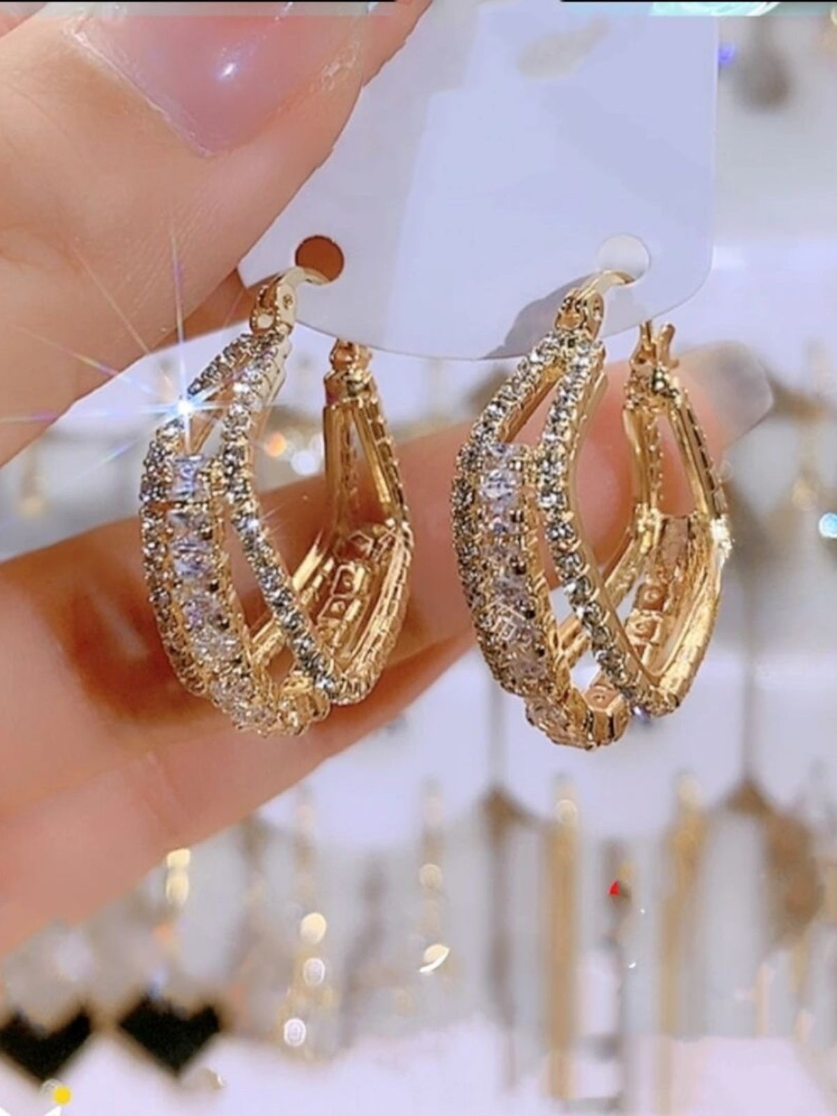 Super Sparkling Zirconia Geometric Square Earrings