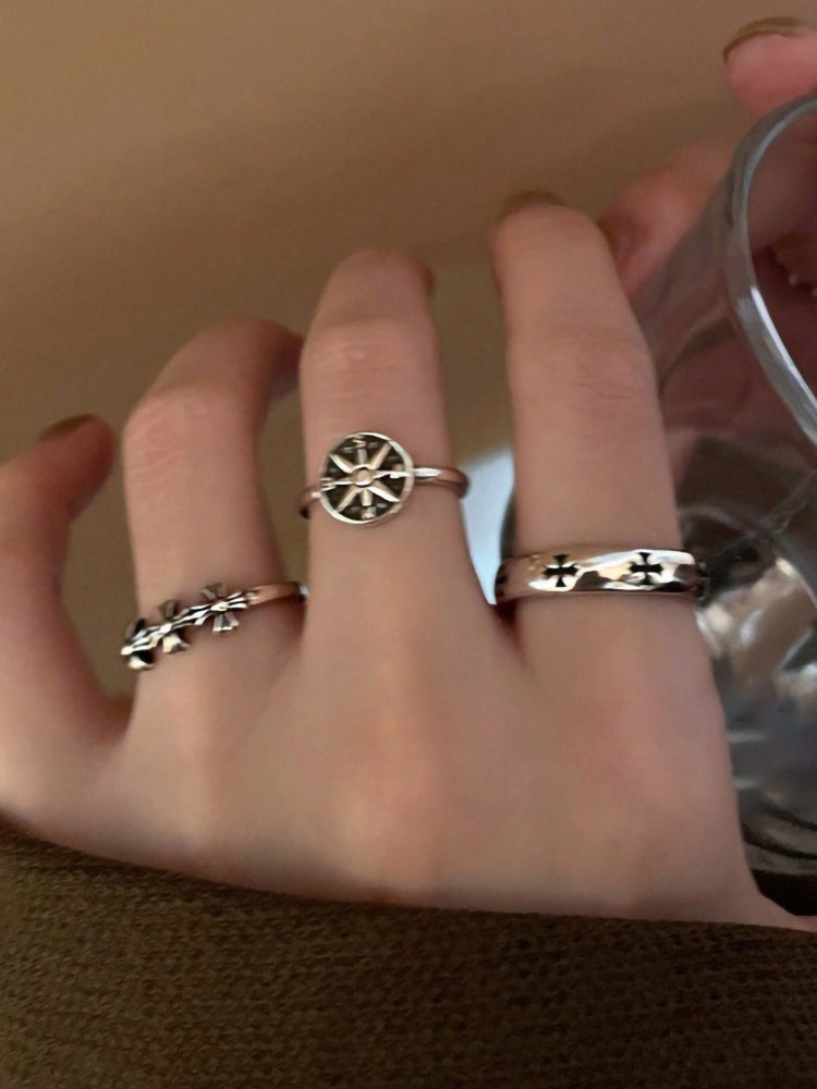 Retro Distressed Cross Open Ring For Women High-end Fashionable Ring Accessories