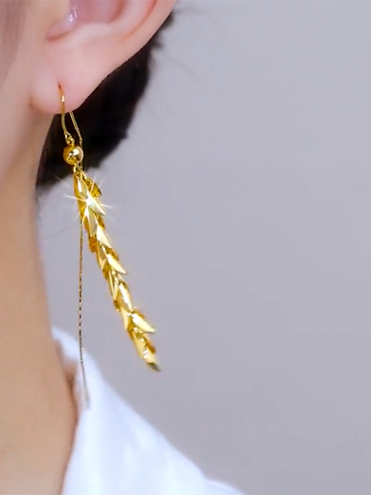 Gold Fashion Earrings Wheat Tassel Earrings for Women