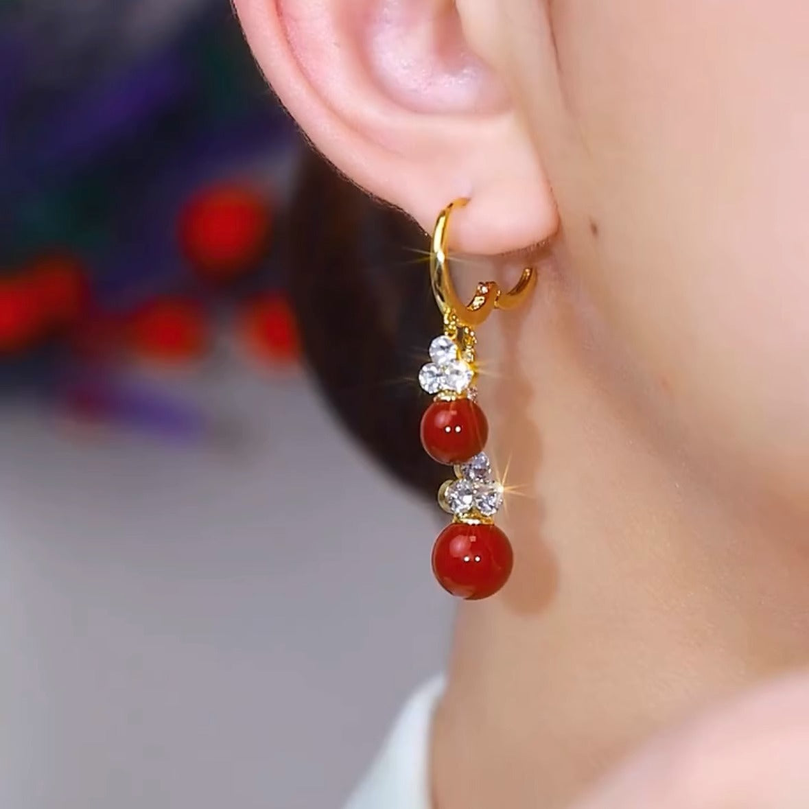 Temperament Red Bead Long Tassel Earrings Autumn And Winter New Earrings for Women