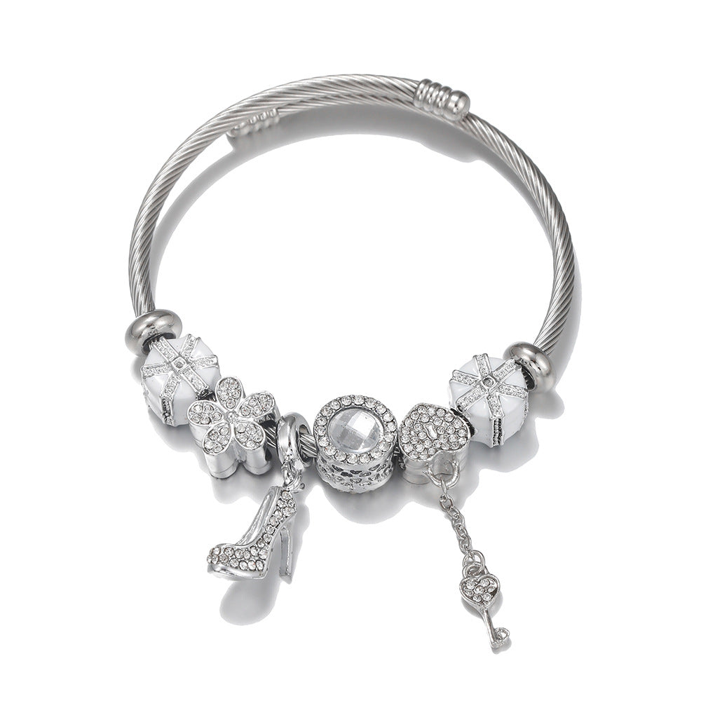 High Heels Love Lock Gift Box Charm Bracelet Women's Accessories