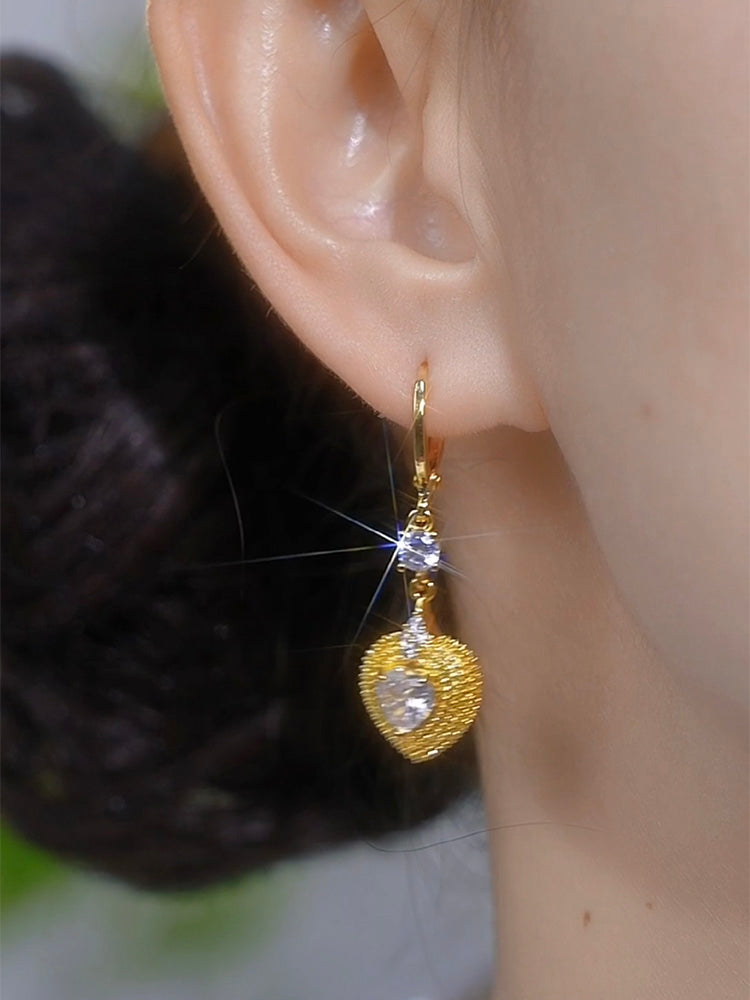 Design Sense Diamond Inlaid Durian Earrings Fashionable Temperament Accessories for Women