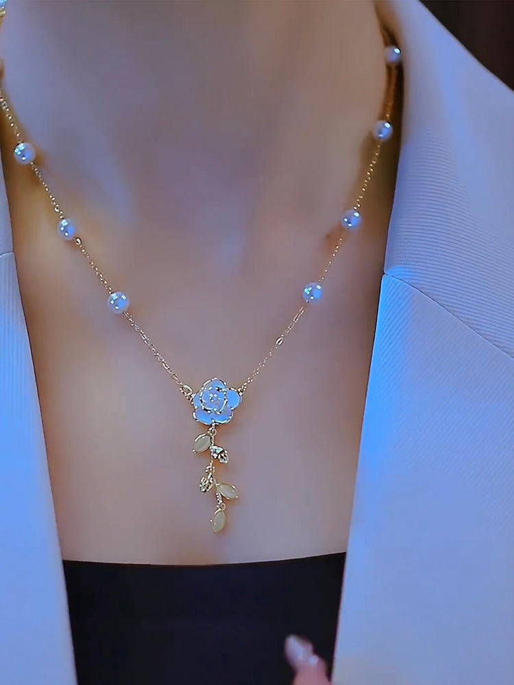 Camellia Pearl Fashion Necklace Collarbone Chain