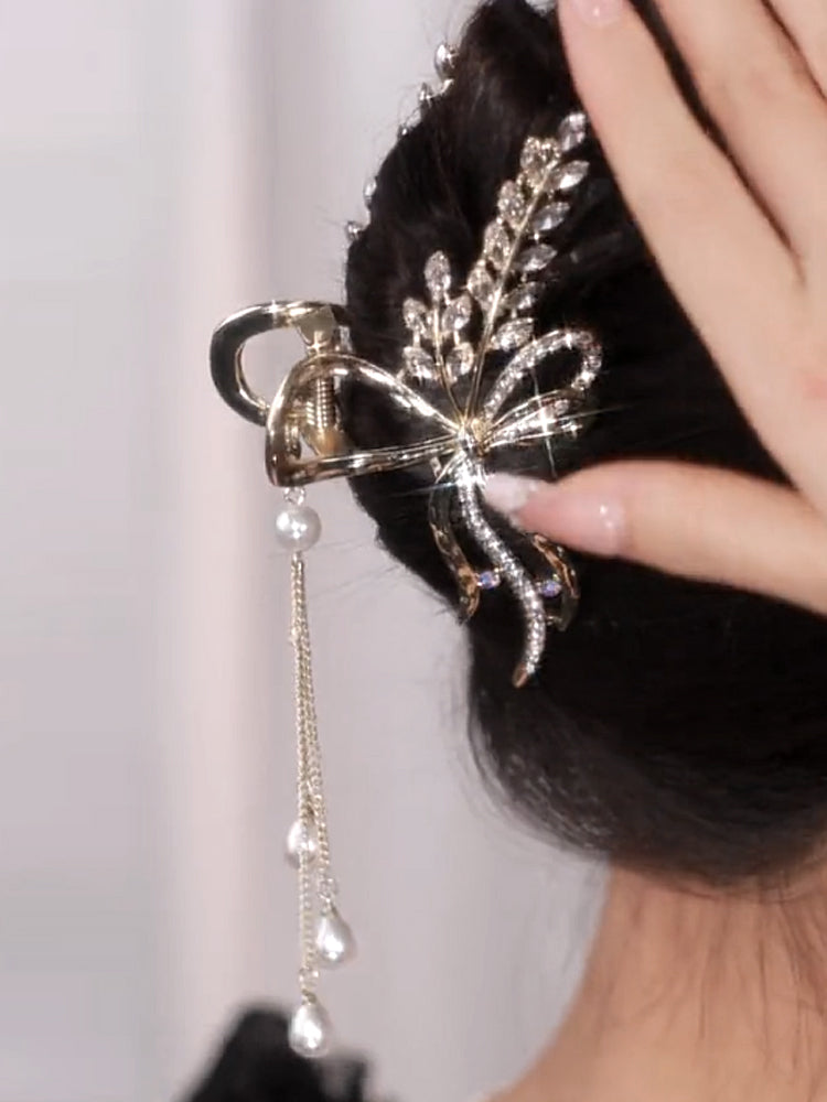 Wheat Ear Tassel Clip Shark Clip Hairpin Female Back Head Clip Headwear
