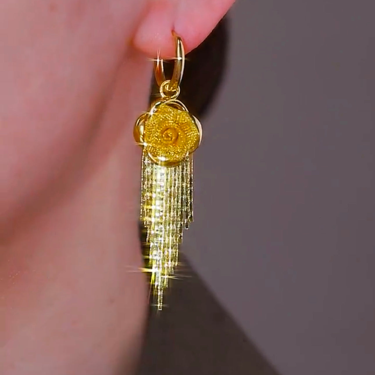 Fashionable And Elegant Rose Tassel Earrings Anti-Lost Earrings