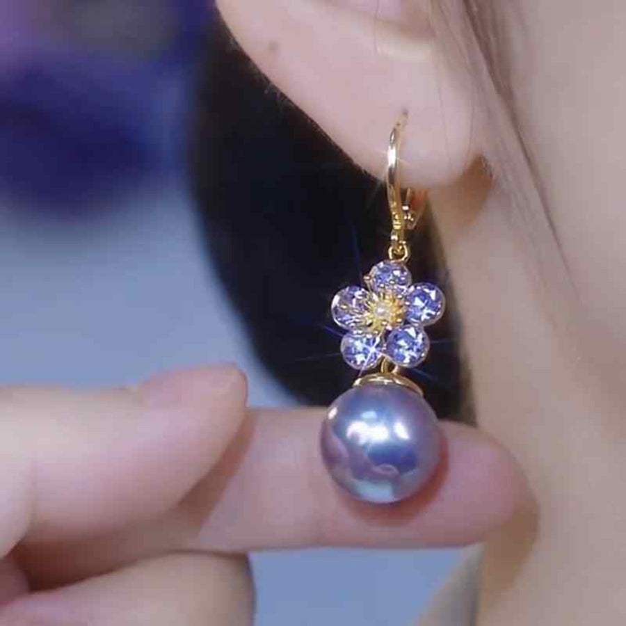 New Exquisite Design Purple Flower Bead Earrings