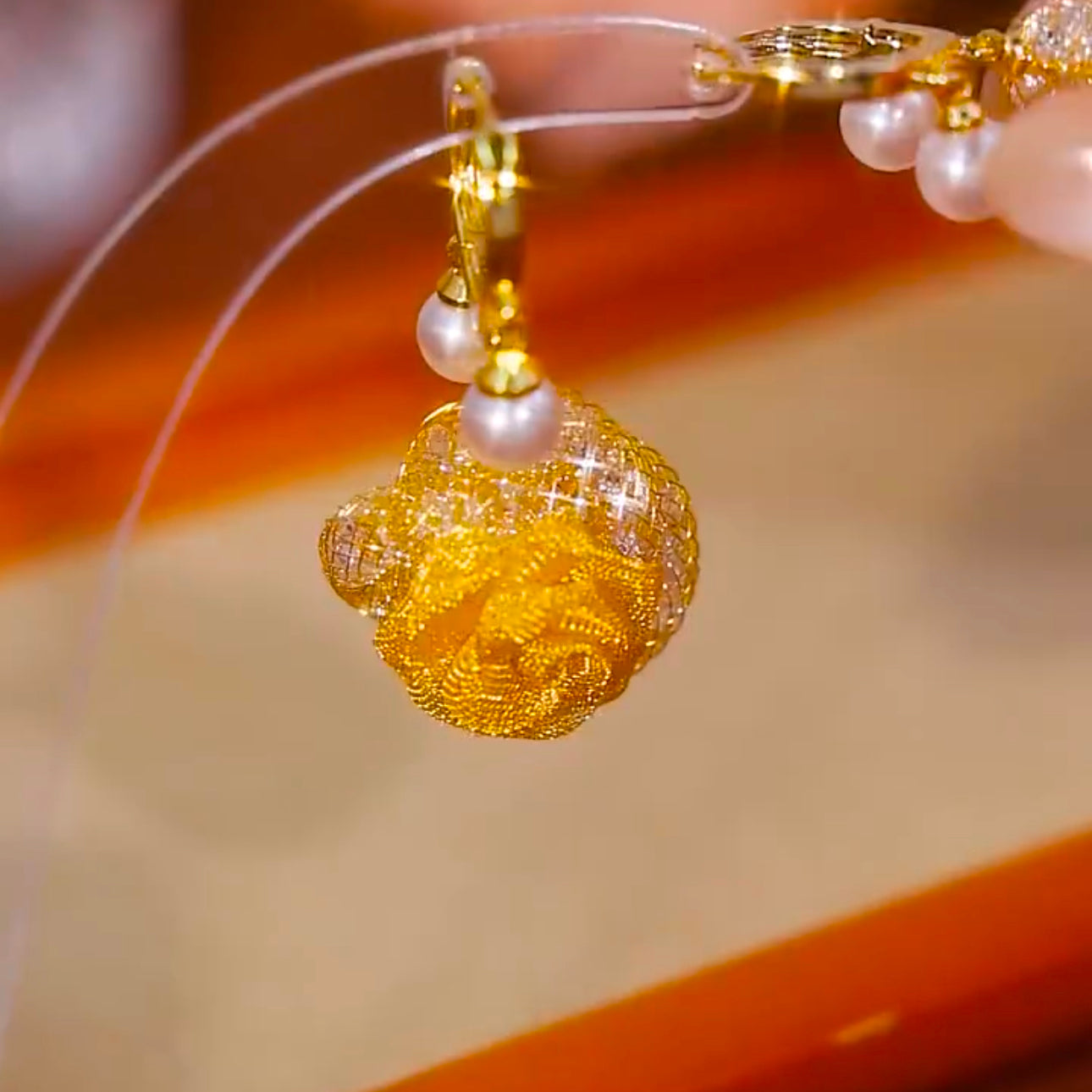 New Style Golden Hollow Rose Flower Earrings Female Beautiful Accessories