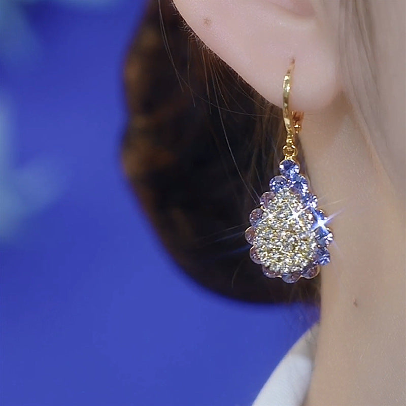 Purple Fashion Exquisite Zircon Water Drop Earrings for Women