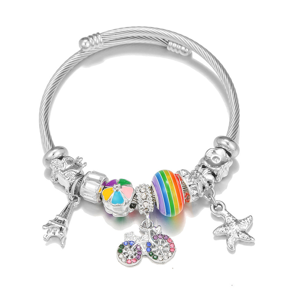 Colorful Bicycle Pendant Childhood Diy Bracelet Jewelry