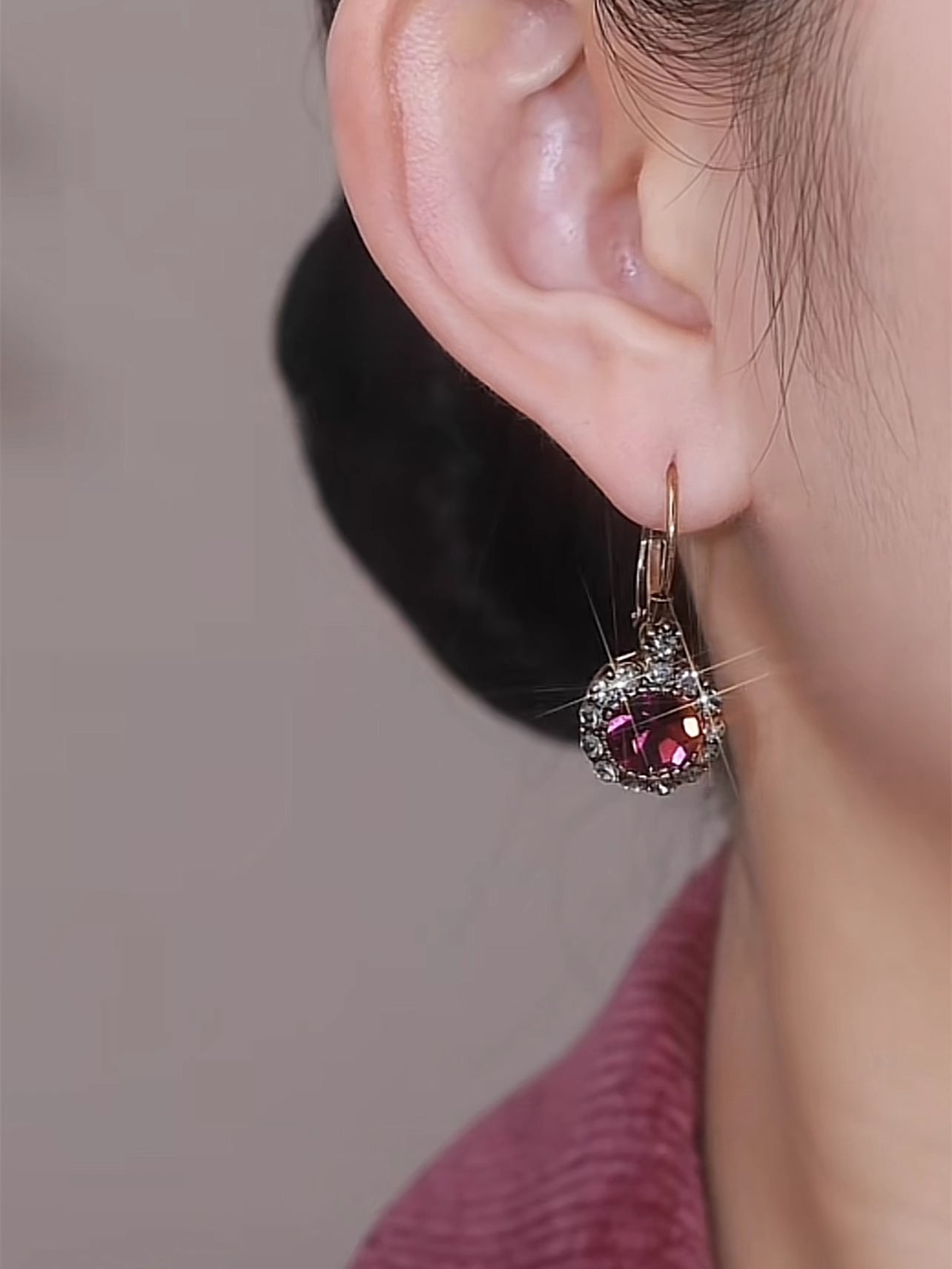 Temperament Purple Crystal Earrings Women Fashion Jewelry