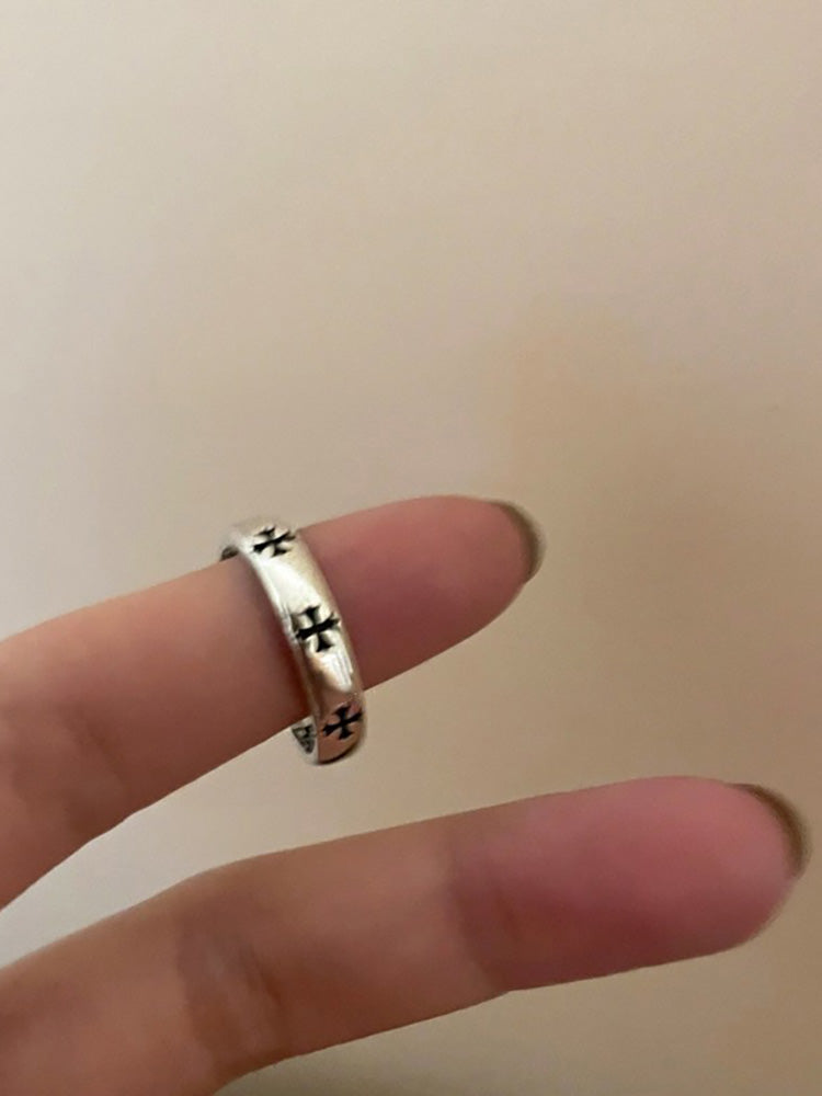 Retro Distressed Cross Open Ring For Women High-end Fashionable Ring Accessories