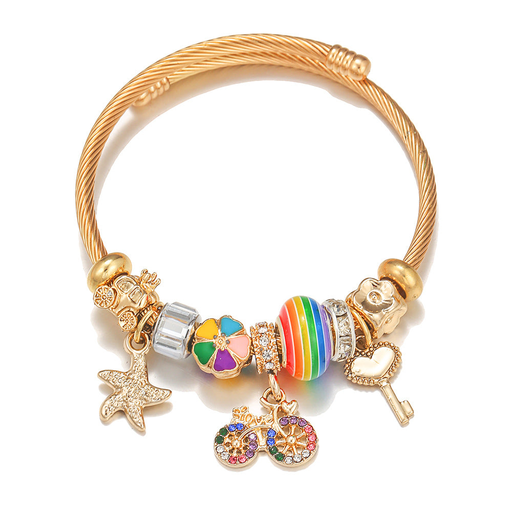 Colorful Bicycle Pendant Childhood Diy Bracelet Jewelry