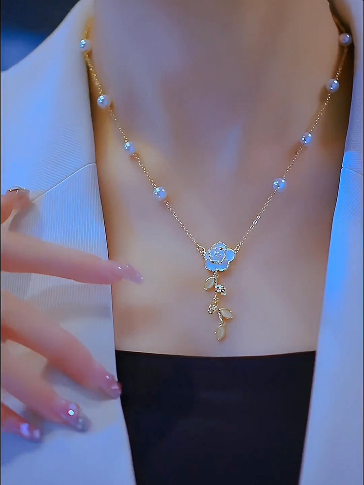 Camellia Pearl Fashion Necklace Collarbone Chain