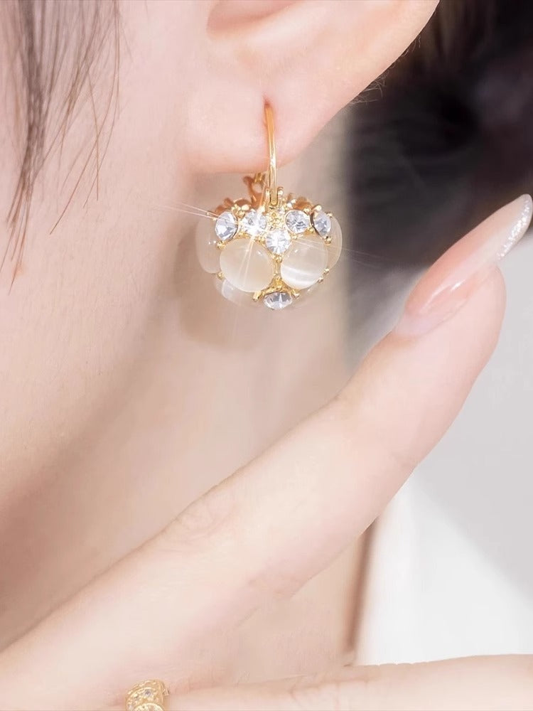 18K Gold Light Luxury Full Diamond Cat’s Eye Women’s Accessories